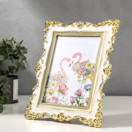 Photo frame plastic for metal 13x18 cm "Roses and enamel" Milk 24x18.5 cm-1