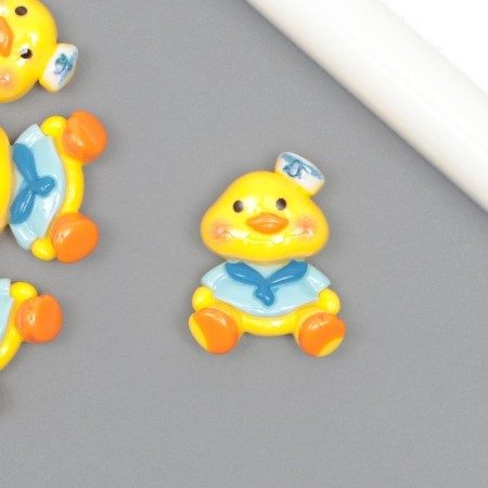 Decor for creativity plastic "Yellow duck, sailor" 2.7x2x1 cm