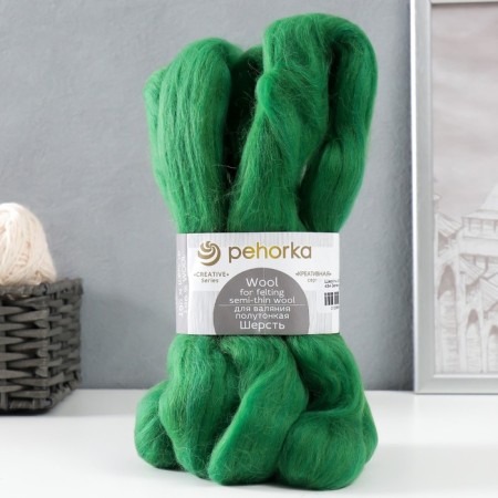 Fasting wool 100% half -toned wool 50g (434 green)