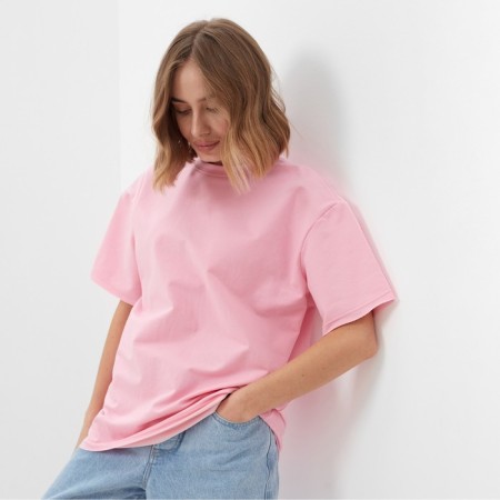 Women's T-shirt Minaku Oversize Fit: Light pink color, river 48-2