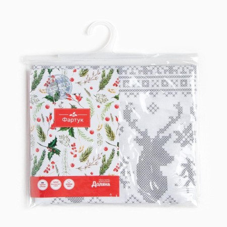 Apron "Christmas Christmas trees" 60x65 cm, 100% cotton, 164 g/m2-7
