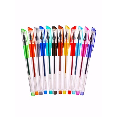 A set of gel pens, 12 colors, with sparkles, with a rubber holder, in a plastic box-19