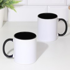 Coraming mug of ceramic with a logo, white color, volume 320 ml, black bottom