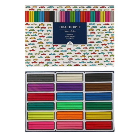 Plasticine soft (wax) 18 colors, 375 g of BrunovisConti. Happycolor-4
