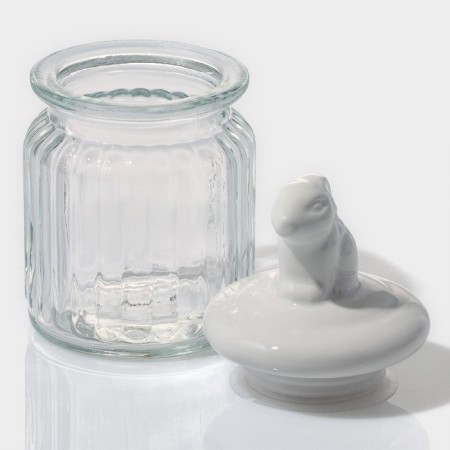 Bank for bulk products with ceramic lid of the bunny, 230 ml-1