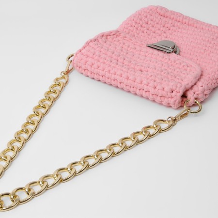 A chain for a bag, with carbines, metal, flat, 29 × 19 mm, 60 cm, gold color-2