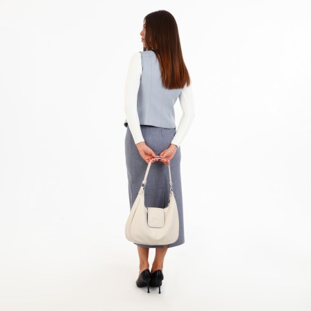 Lurch bag with lightning, external pocket, long belt, beige color-11