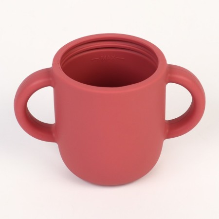 Drunker with a pipe Children's silicone "Try AGAIN", 200 ml., With handles, cherry color-6