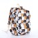 School backpack of textiles on a zipper, 3 pockets, pencil case, white/brown color