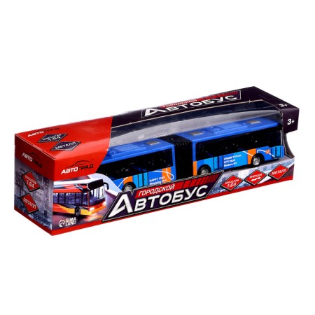 Metal bus "City transport", inertial, scale 1:64, blue color-3