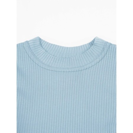 TOP for a girl with short sleeves on Generation ties, height 140 cm, blue color-6