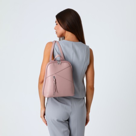 City backpack of artificial leather with lightning, pink color-6