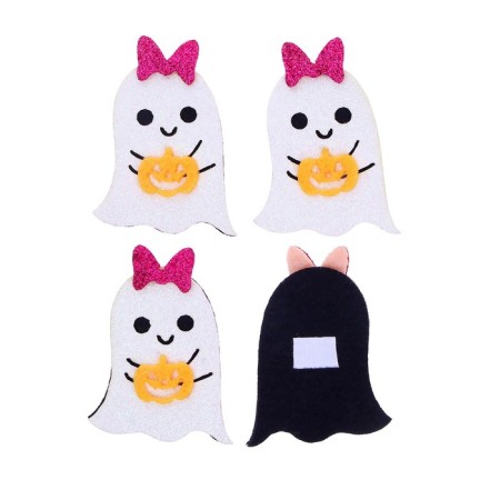 Adhesive -based decor “Ghost with pumpkin” set of 4 pcs., Size 1 pcs: 4.5 × 5.5 cm-1