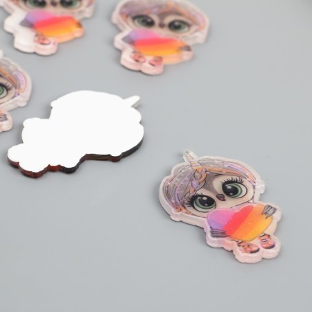 Acryl's work decor "Owl with heart" 2.3x3.7 cm-1