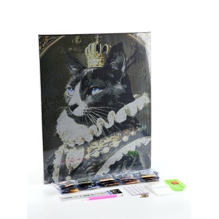 Diamond mosaic with a full filling on canvas with a subframe "Musier Cat", 40 x 50 cm-1