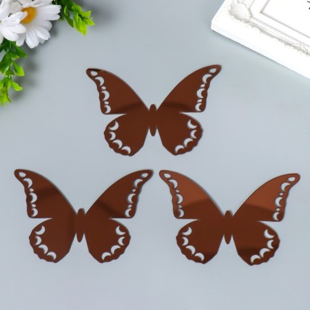Interior mirror sticker "Openwork" set 3 pcs chocolate 11x7.5 cm