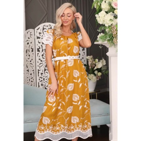 Female dress, size 48, mustard color-7