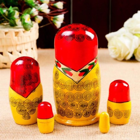 Matryoshka "Larisa", red scarf, 5 puppet, 14-15 cm-1