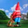 Garden figure "Dwarf with squirrel" large 20x40x75cm