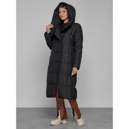Coat insulated winter female, size 48, black color-4