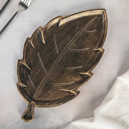 Dilate's fruit dish "Vintage leaf", 38 × 20.5 × 1.5 cm, bronze color-1