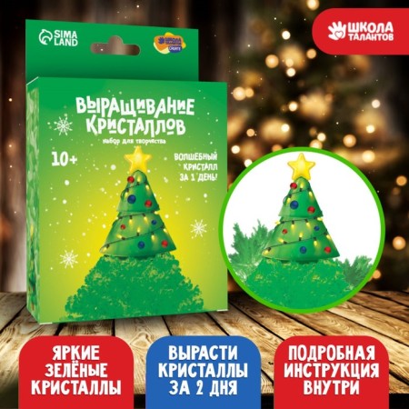 New Year's set for creativity. Growing crystals “New Year! Christmas tree ", green color