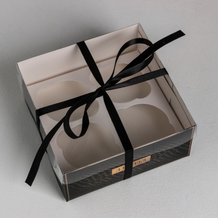 Capcake box, confectionery packaging, 4 cells “For you”, 16 x 16 x 7.5 cm-1