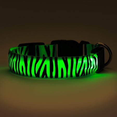 Collar with backlight tiger 3 glow modes Size S, Osh 22-40 x 2.5 cm Green-9