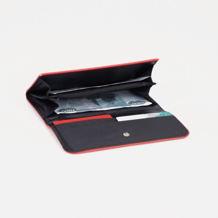 Women's wallet on the button, red color-3
