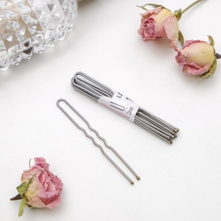 Hair hairpin "Classic" (set 10 pcs) 6 cm, silver