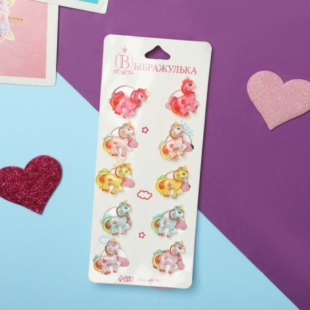 Hair elastic band "Baby" (set 10 pcs) Unicorn is bright, mix