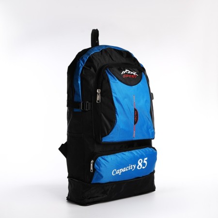 A backpack on a zipper with an increase, 55l, 5 external pockets, blue color-3