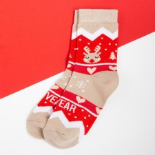 Носки детские новогодние KAFTAN "New Year" р-р 16-18, бежевый