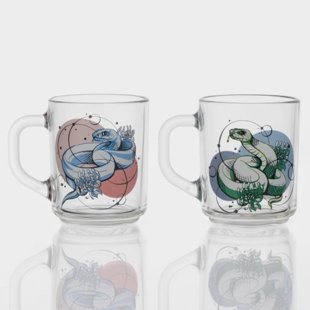 New Year's glass tea mug "Snakes", 200 ml, mix-5