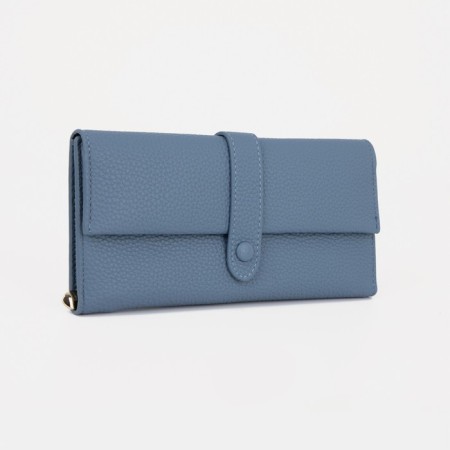 Women's wallet on the button, blue color