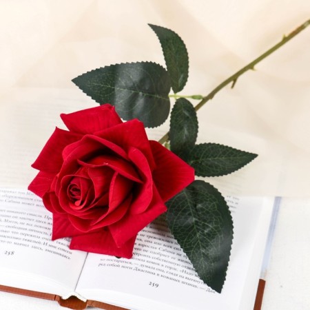 Artificial flowers "Delicate velvet" D-12 cm H-55 cm, red