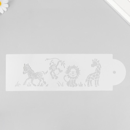 African animals plastic stencil of plastic 33x9.5 cm