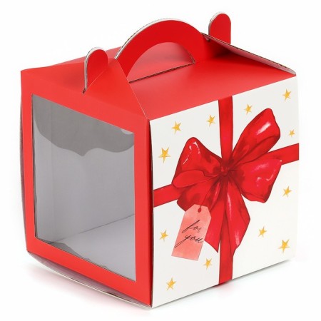 Confectionery box with a window, a chest, “bow”, 20 x 20 x 20 cm-1