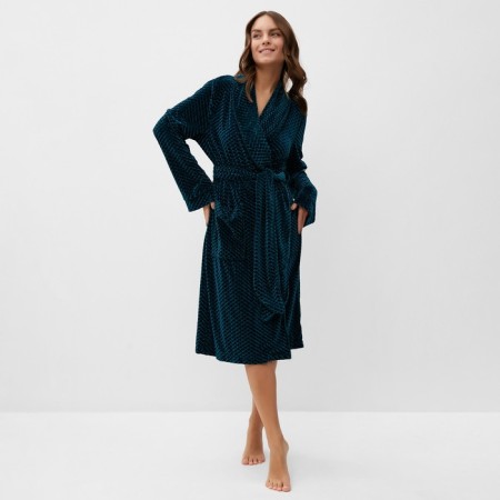 Women's bathrobe kaftan "velvet" size 40, green-2