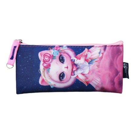 Penal soft, 1 compartment, 90 x 195 mm, flat, Phoenix "Cat Princess" Violet/Pink 67595-1