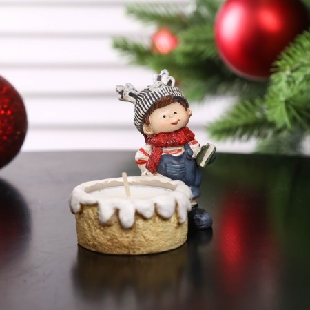 Souvenir Polystone SPRISE with a candle "Boy/Girl in a hat-star" MIX 7.2x8x5.2 cm-3