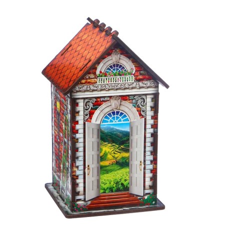 Tea house "House made of red brick", 9.8 × 9.8 × 17.4 cm-4