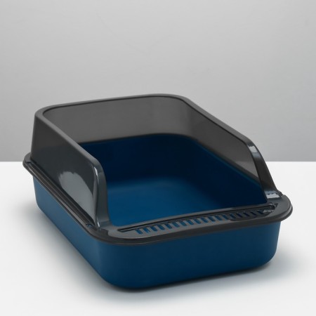 Toilet with transparent sides with a scoop and filter, 40 x 28 x 16 cm, blue-4