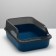 Toilet with transparent sides with a scoop and filter, 40 x 28 x 16 cm, blue