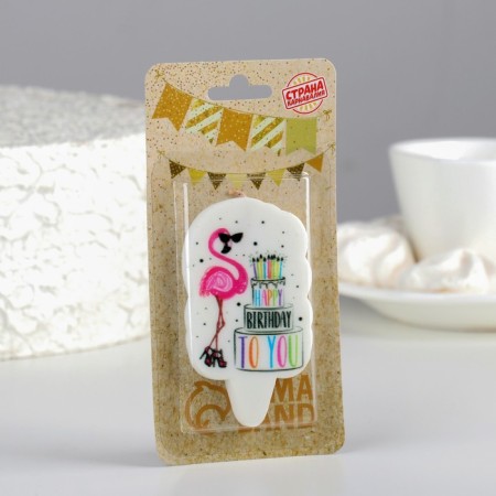 Candle for the cake "Glamorous flamingos", 6.5 cm-2