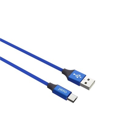 PERO DC-02, Type-C cable-USB, 3 A, 1 m, fabric braid, blue-1