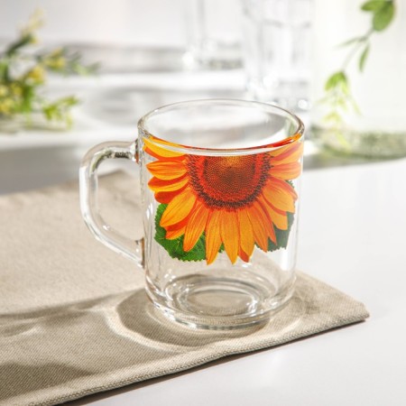 Glass mug "South", 220 ml, MIX drawing