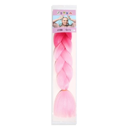 Zumba Kanecalon is two-tone, corrugated, 60 cm, 100 g, raspberry/light pink color-3