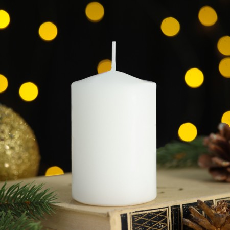 Candle column with a picture "New Year's motifs" 50*80 mm, Snow Ma-1