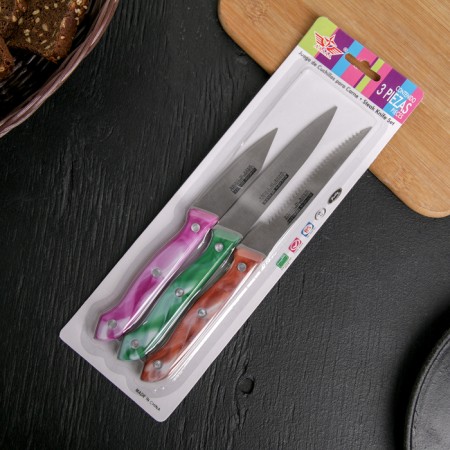 Set of kitchen knives "Universal", 3 pcs: knives: 8 cm, 12 cm, 13 cm, color mix-1